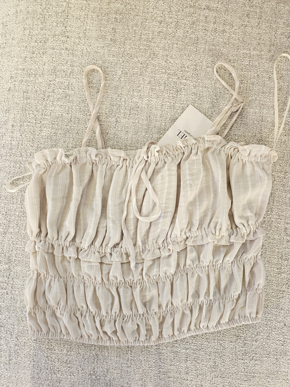 Light Beige Ruched Cami Top